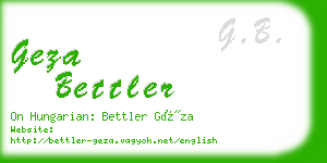 geza bettler business card